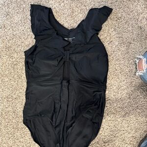 Albion Black One Piece Swimsuit with Deep V-neckline
